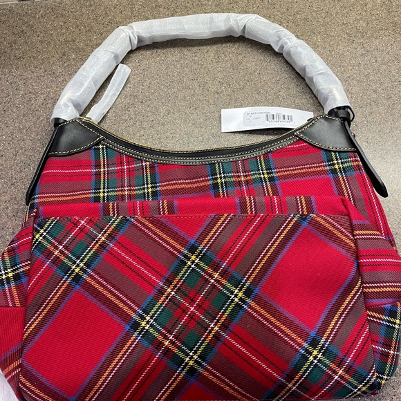 🆕 Dooney & Bourke Red Tartan Plaid Large Erica Shoulder Bag - Picture 6 of 8